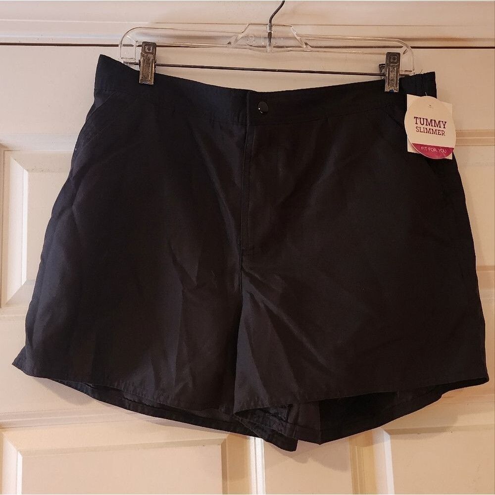 NWT Croft & Barrow Tummy Slimmer black stretchy active shorts
